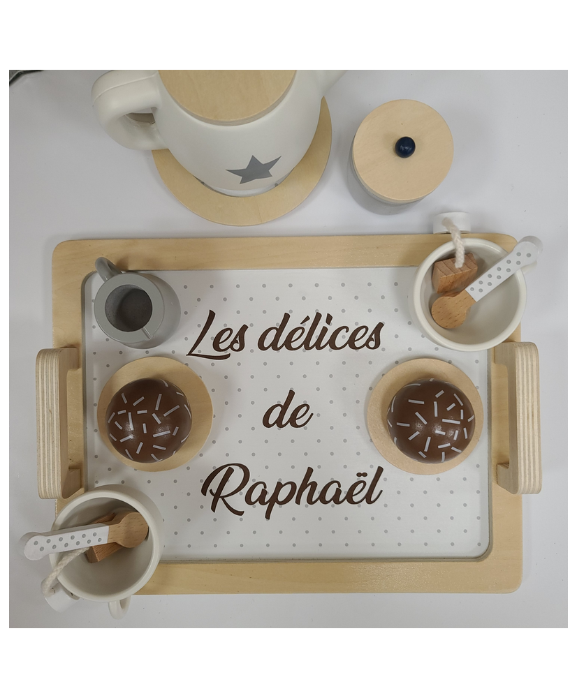 Dinette De Poupée En Porcelaine - Service à Café Dans Coffret Bois 45x33x13 Cm - France
