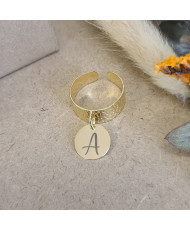 bague personnalisée pampille en  acier inoxydable