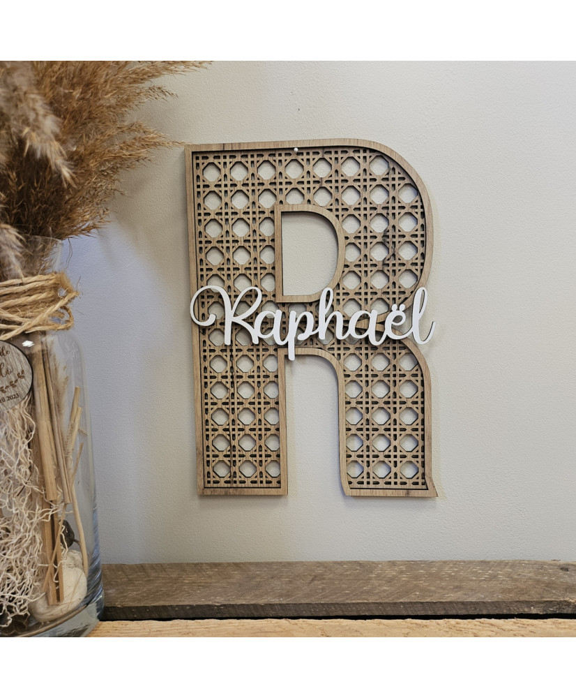 Lettre prénom personnalisée esprit rotin