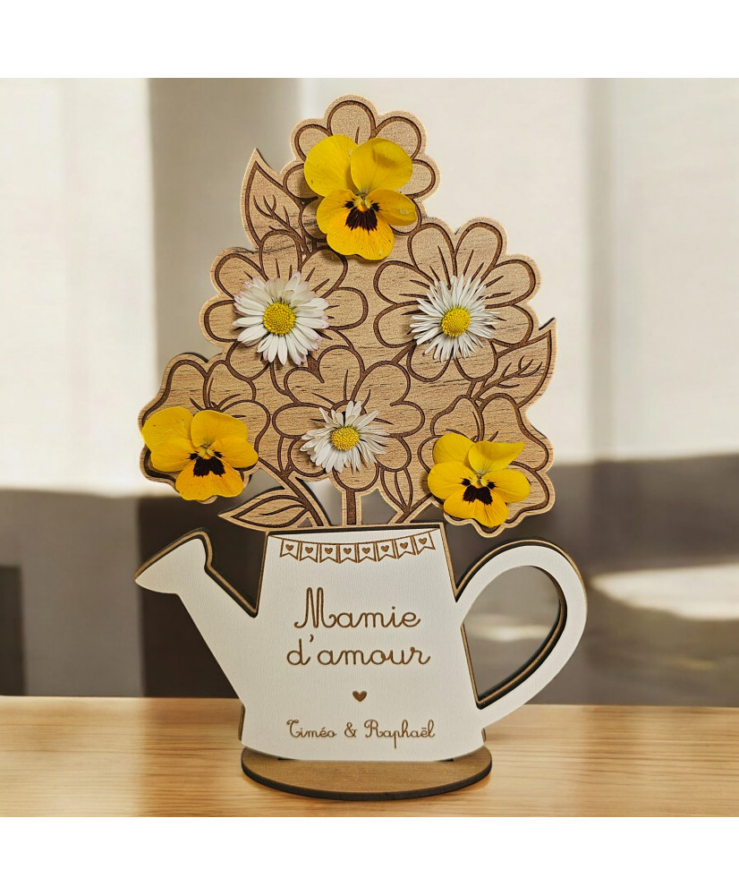 Bouquet de fleurs en bois personnalisé - Spécial Mamie