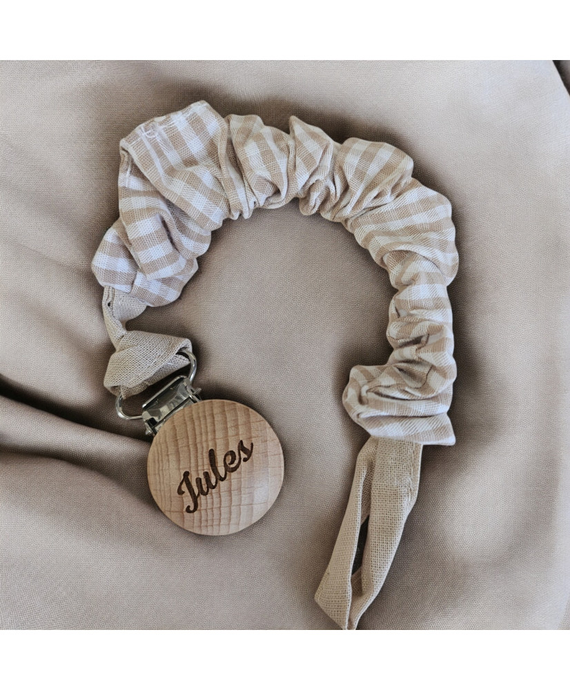 Attache tétine tissu personnalisée