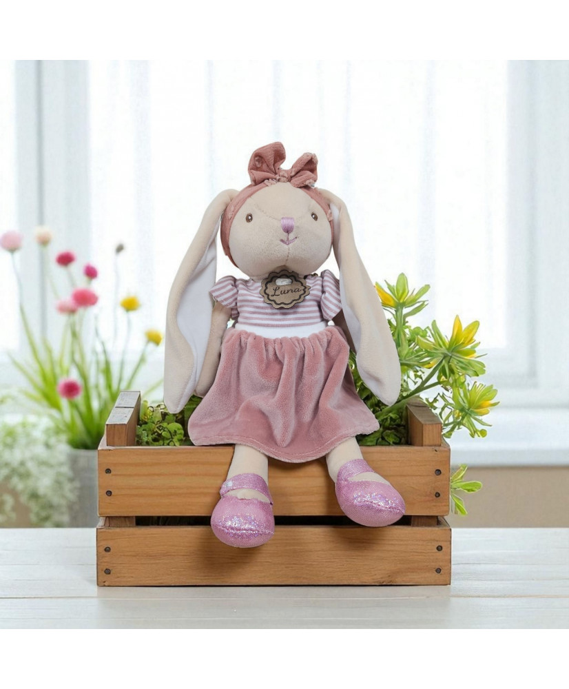 Doudou lapin Luna personnalisé Bukowski