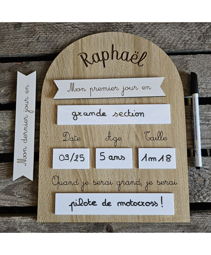 Plaque de rentrée scolaire personnalisée